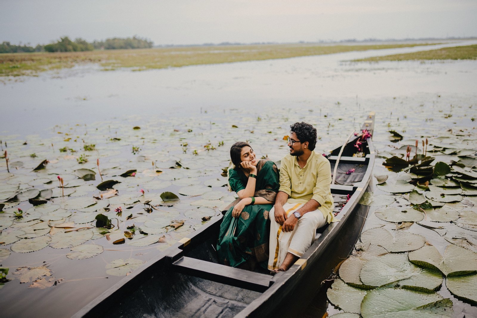 Althaf and Thanha outdoor moments among the water lilies of Malarikkal